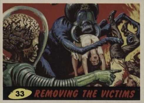 1962 Mars Attacks #33 Removing The Victims Trading Card 1962 Mars Attacks #33 Removing The Victims Trading Card