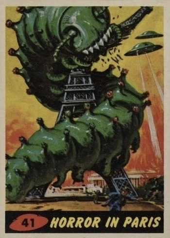 1962 Mars Attacks #41 Horror In Paris Trading Card 1962 Mars Attacks #41 Horror In Paris Trading Card