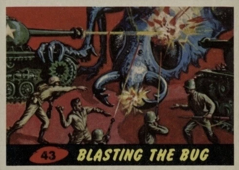 1962 Mars Attacks #43 Blasting The Bug Trading Card 1962 Mars Attacks #43 Blasting The Bug Trading Card