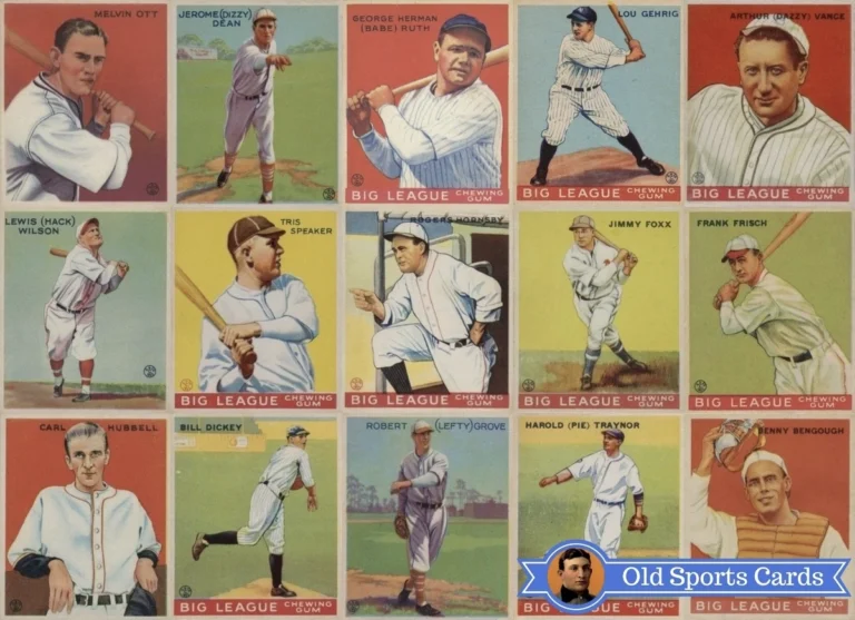 A collage of the most valuable cards from the 1933 Goudey Baseball sports card set.A collage of the most valuable cards from the 1933 Goudey Baseball sports card set.
