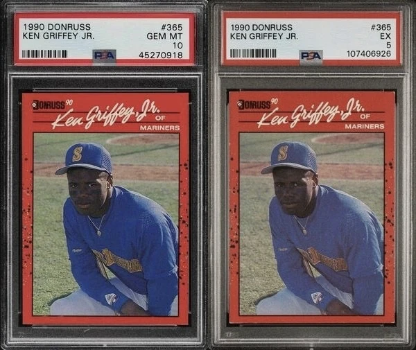 Two 1990 Donruss Ken Griffey Jr. Cards Graded by PSA