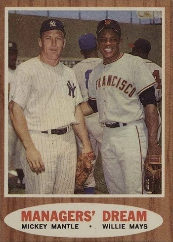 1962 Topps #18 Willie Mays,Mickey Mantle Baseball Card