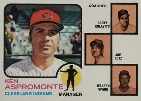 1973 Topps #449 Warren Spahn, Rocky Colavito Baseball Card