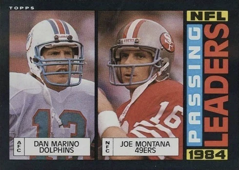1985 Topps #192 Dan Marino,Joe Montana Football Card