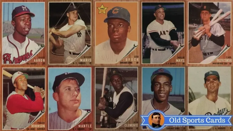 A collage of the most valuable cards from the 1962 Topps Baseball sports card set.