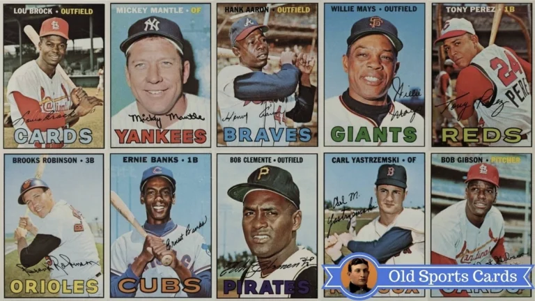 A collage of the most valuable cards from the 1967 Topps Baseball sports card set.A collage of the most valuable cards from the 1967 Topps Baseball sports card set.
