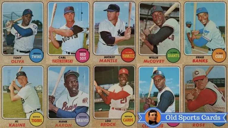 A collage of the most valuable cards from the 1968 Topps Baseball sports card set.