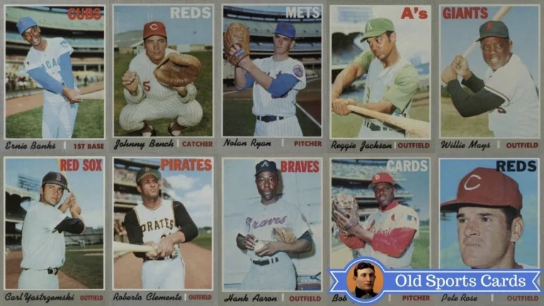 A collage of the most valuable cards from the 1970 Topps Baseball sports card set.