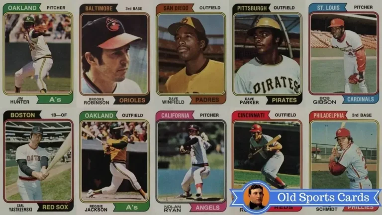 A collage of the most valuable cards from the 1974 Topps Baseball sports card set.