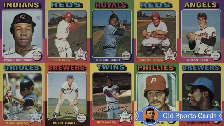 A collage of the most valuable cards from the 1975 Topps Baseball sports card set.A collage of the most valuable cards from the 1975 Topps Baseball sports card set.