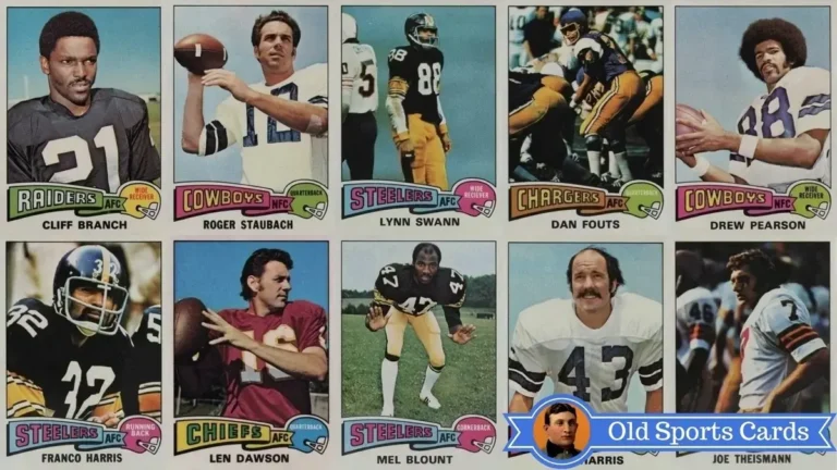 A collage of the most valuable cards from the 1975 Topps Football sports card set.A collage of the most valuable cards from the 1975 Topps Football sports card set.
