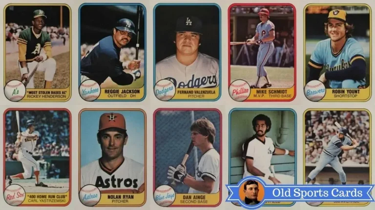A collage of the most valuable cards from the 1981 Fleer Baseball sports card set.