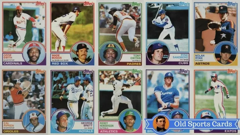 A collage of the most valuable cards from the 1983 Topps Baseball sports card set.