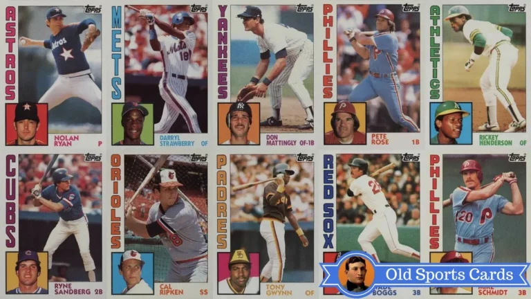 A collage of the most valuable cards from the 1984 Topps Baseball sports card set.