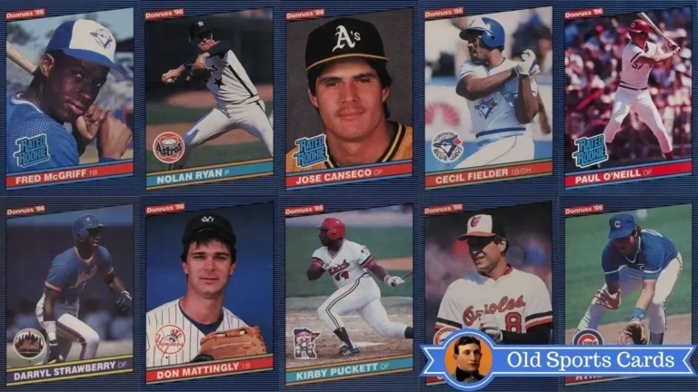 A collage of the most valuable cards from the 1986 Donruss Baseball sports card set.