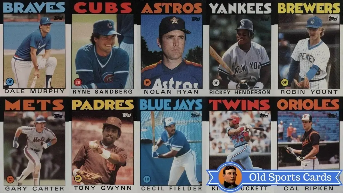 A collage of the most valuable cards from the 1986 Topps Baseball sports card set.A collage of the most valuable cards from the 1986 Topps Baseball sports card set.