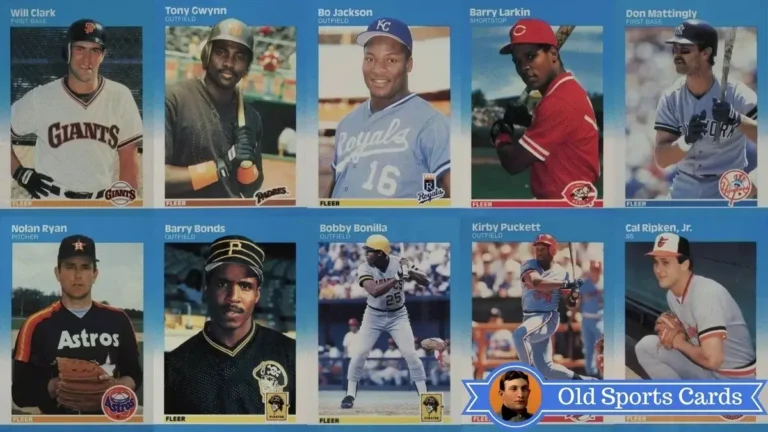 A collage of the most valuable cards from the 1987 Fleer Baseball sports card set.