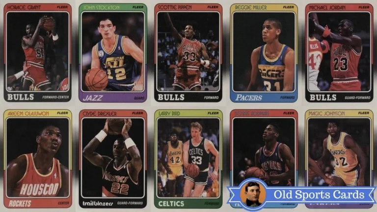 A collage of the most valuable cards from the 1988 Fleer Basketball sports card set.