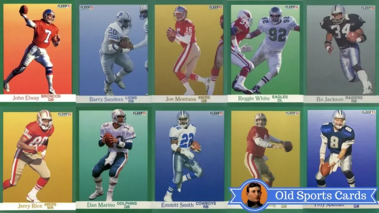 A collage of the most valuable cards from the 1991 Fleer Football sports card set.A collage of the most valuable cards from the 1991 Fleer Football sports card set.