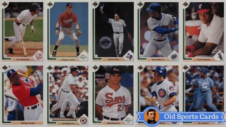 A collage of the most valuable cards from the 1991 Upper Deck Baseball sports card set.