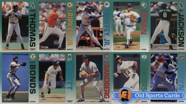 A collage of the most valuable cards from the 1992 Fleer Baseball sports card set.
