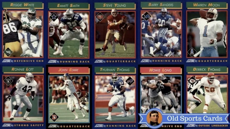 A collage of the most valuable cards from the 1992 Score Football sports card set.A collage of the most valuable cards from the 1992 Score Football sports card set.