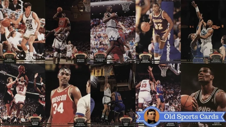 A collage of the most valuable cards from the 1992 Topps Stadium Club Basketball sports card set.A collage of the most valuable cards from the 1992 Topps Stadium Club Basketball sports card set.