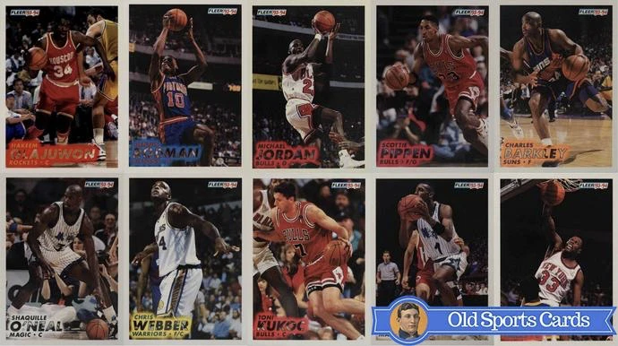 A collage of the most valuable cards from the 1993 Fleer Basketball sports card set.