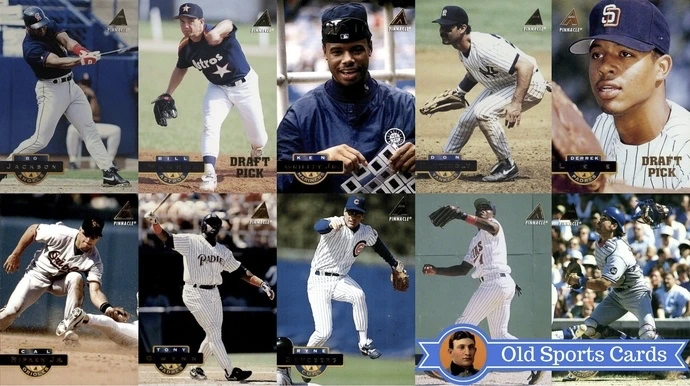 A collage of the most valuable cards from the 1994 Pinnacle Baseball sports card set.
