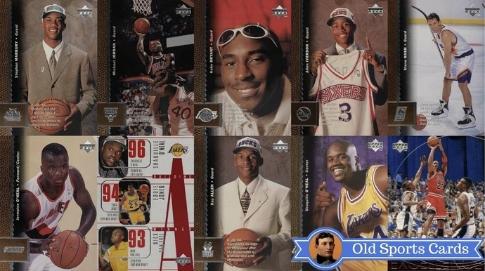 A collage of the most valuable cards from the 1996 Upper Deck Basketball sports card set.A collage of the most valuable cards from the 1996 Upper Deck Basketball sports card set.