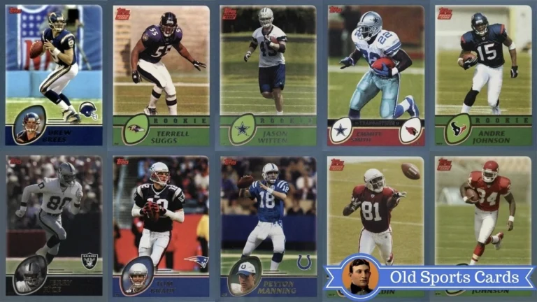 A collage of the most valuable cards from the 2003 Topps Football sports card set.