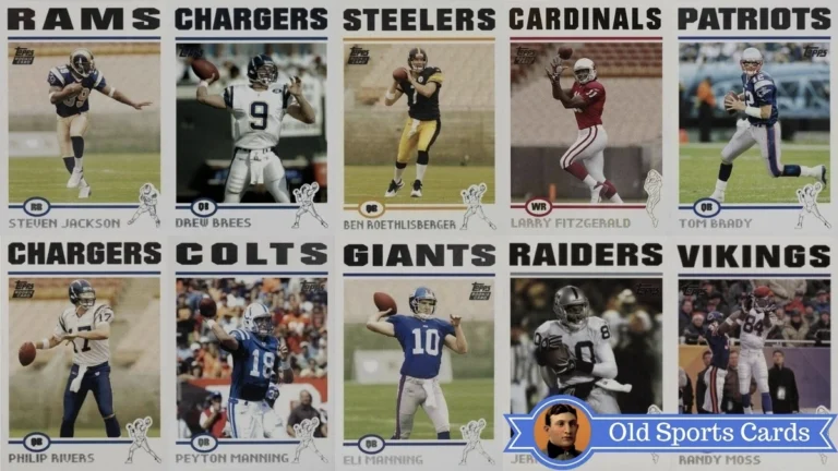 A collage of the most valuable cards from the 2004 Topps Football sports card set.