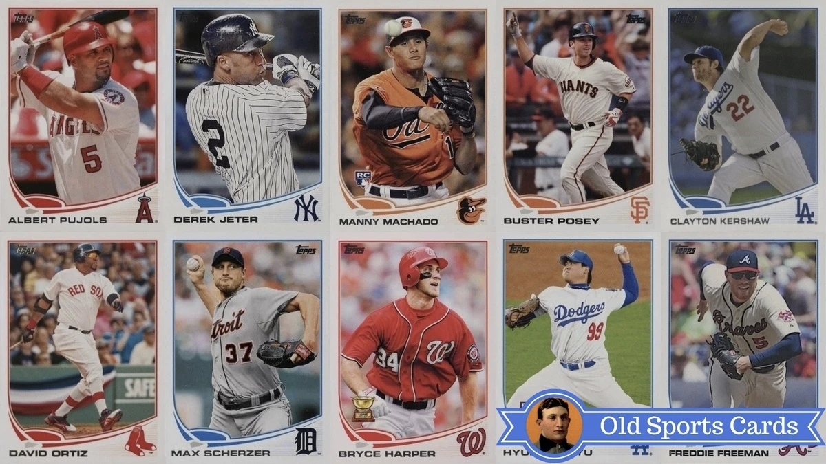 A collage of the most valuable cards from the 2013 Topps Baseball sports card set.