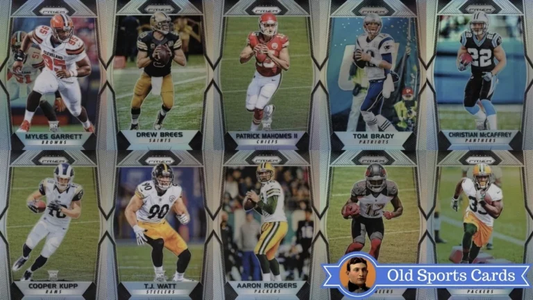 A collage of the most valuable cards from the 2017 Panini Prizm Football sports card set.