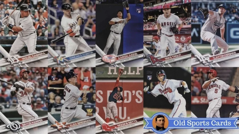A collage of the most valuable cards from the 2017 Topps Baseball sports card set.
