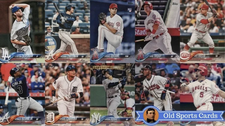 A collage of the most valuable cards from the 2018 Topps Baseball sports card set.