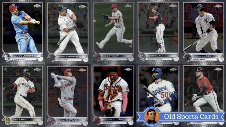 A collage of the most valuable cards from the 2022 Topps Chrome Baseball sports card set.