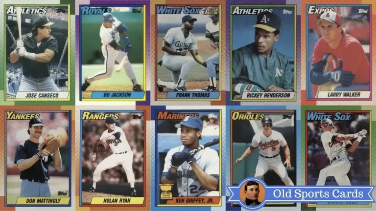 A collage of the most valuable cards from the 1990 Topps Baseball sports card set.