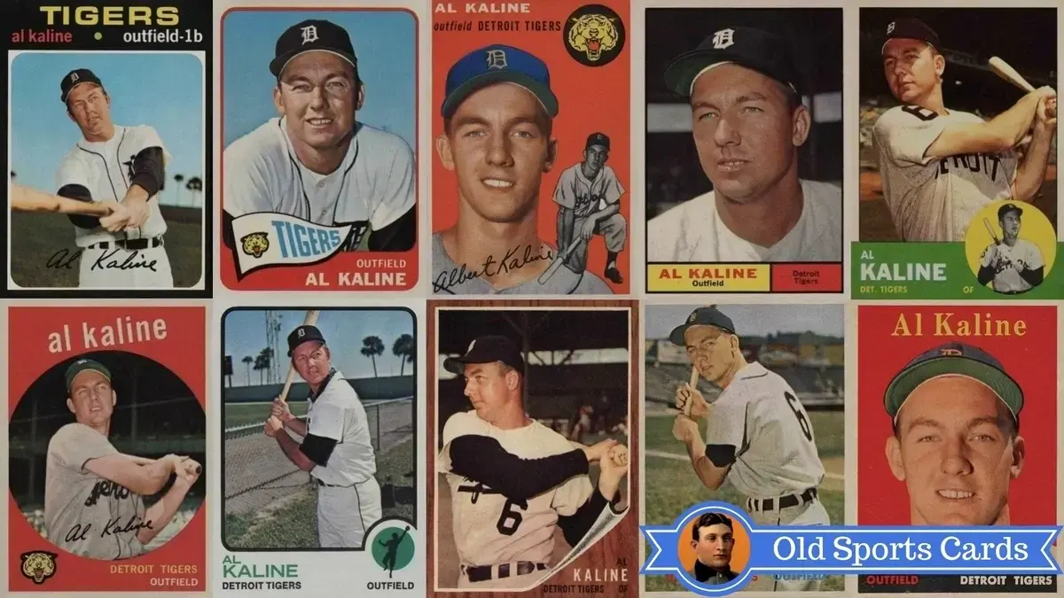 Al Kaline baseball cards collection featuring rookie and career highlights