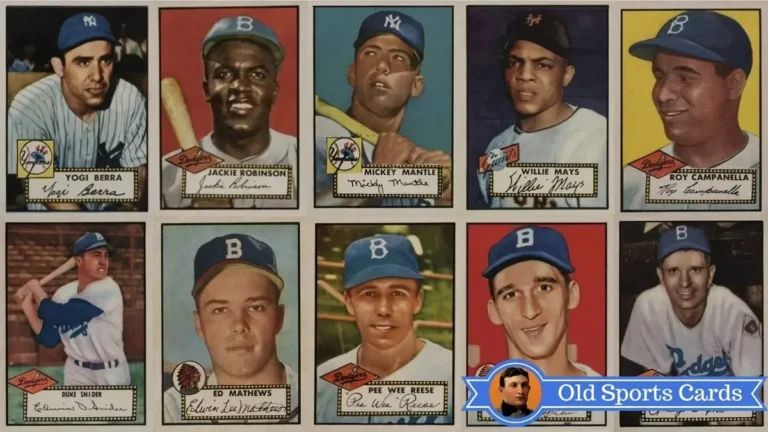 A collage of the most valuable cards from the 1952 Topps Baseball sports card set.