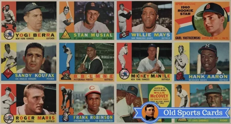A collage of the most valuable cards from the 1960 Topps Baseball sports card set.