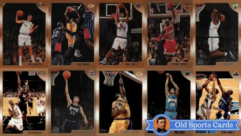 A collage of the most valuable cards from the 1998 Topps Basketball sports card set.